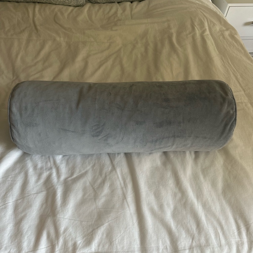Light Blue/Grey Suede Throw Pillow
